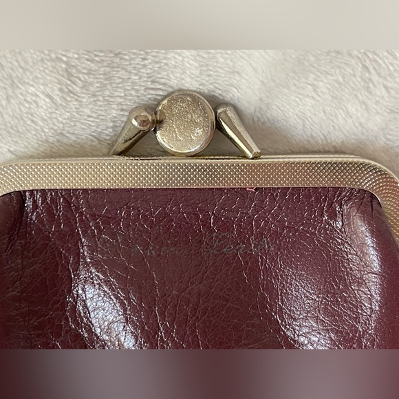 Vintage genuine leather kiss lock 2 side purse wallet burgundy, wine, color - Picture 3 of 7